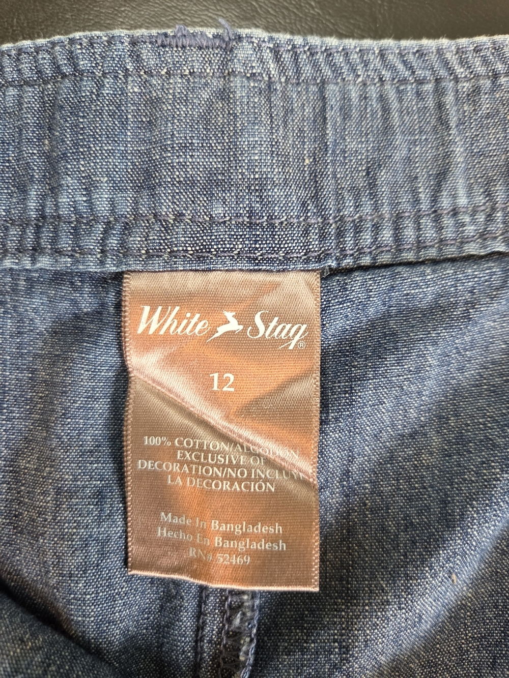 White Stag Size 12 Chambray Denim Skort with Drawstring Waist 100% Cotton - Picture 3 of 10